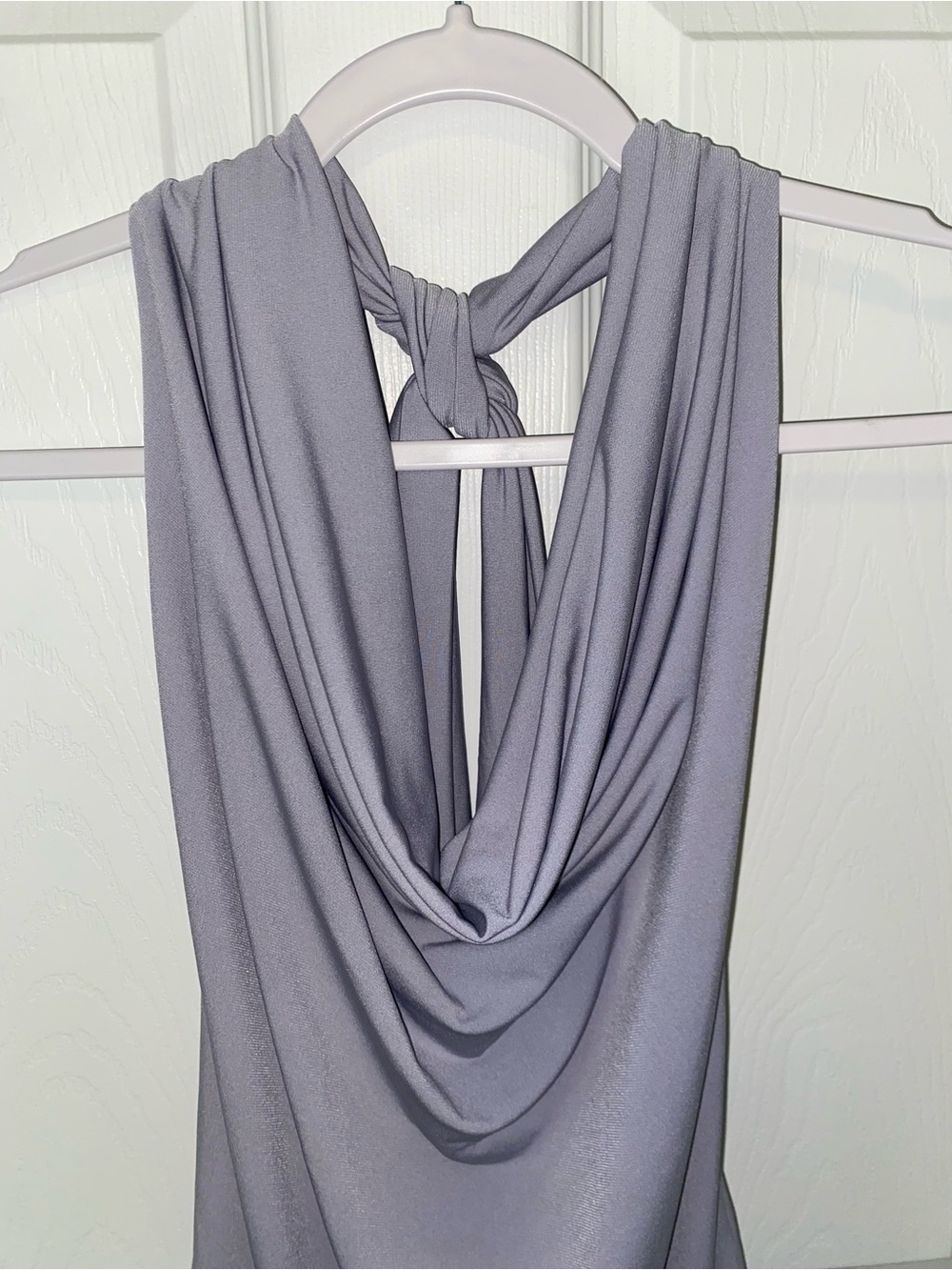 ZARA Draped Halter Bodysuit in Light Gray